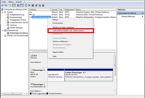 Windows-Laufwerkbuchstabe ändern