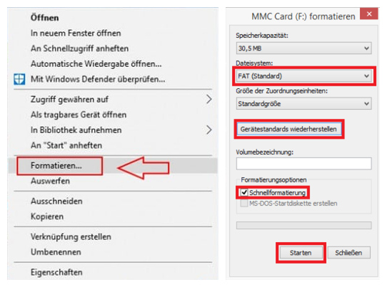 Windows SD-Karte formatieren