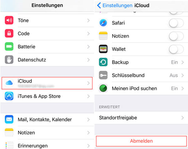 iCloud Abmelden