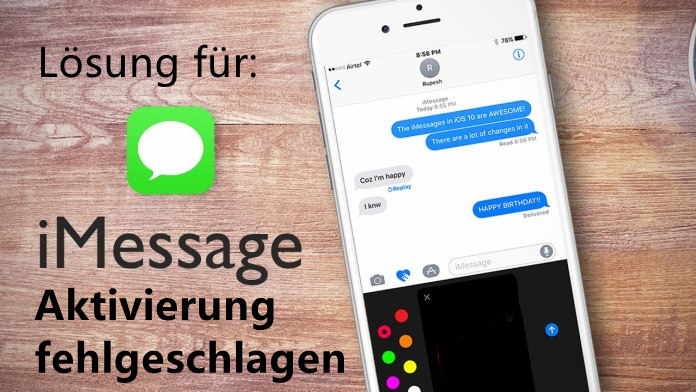 Lösung für iMessage Aktivierung fehlgeschlagen 