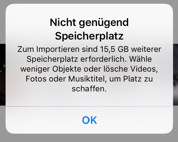 iPhone Speicher voll Fehler