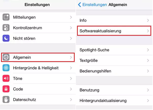 Aktualisieren Sie IOS-Geräte