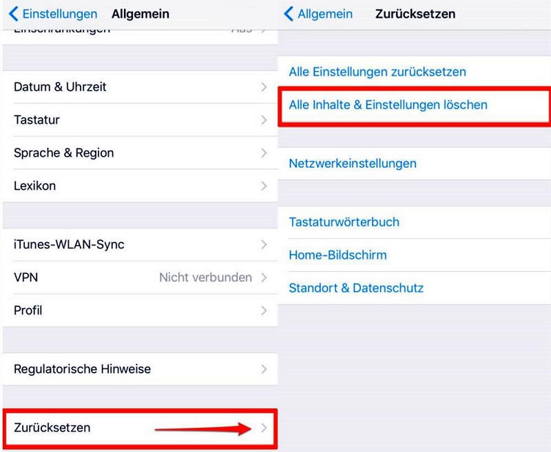 Setzen Sie Werkseinstellungen zurück, wenn iPhone Näherungssensor nicht funktioniert 