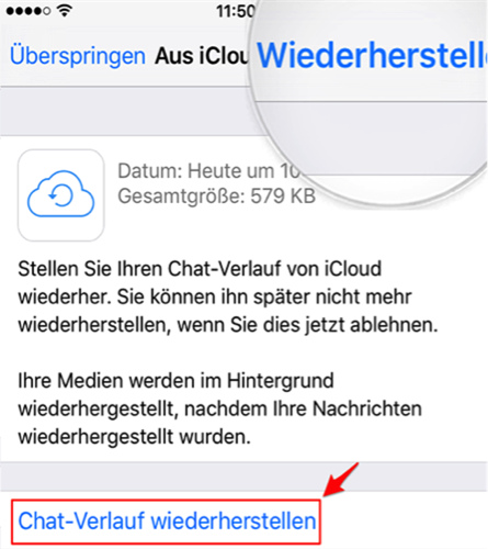 mit iCloud gelöschte Nachrichten WhatsApp lesen iPhone