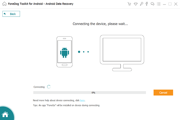 Rufen Sie den Wiederherstellungsmodus von Android FoneDog Backup Connect auf