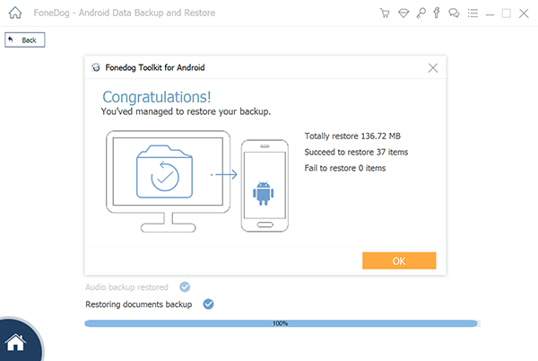 Klicken Sie auf „Restore“