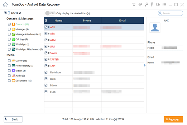 Verlorene Kontakte wiederherstellen: FoneDog Android Data Recovery Tool