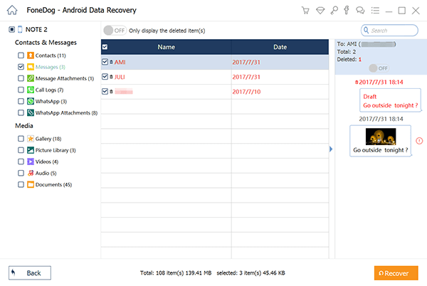 Rufen Sie archivierte Textnachrichten auf Android mit FoneDog Android Data Recovery ab