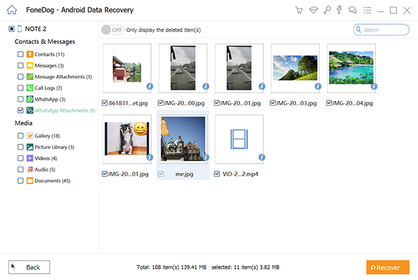 Galeriebilder wiederherstellen, die nicht in WhatsApp angezeigt werden: FoneDog Android Data Recovery
