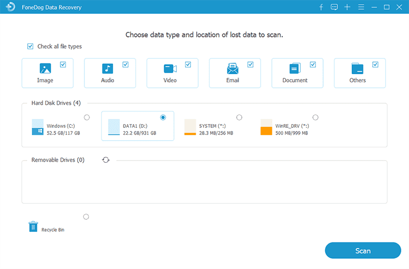 Führen Sie FoneDog Data Recovery aus