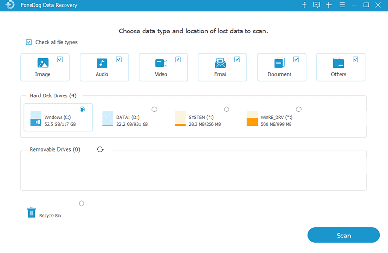 Beste Alternative zu iBeesoft Data Recovery: FoneDog Data Recovery – Wählen Sie den Speicher