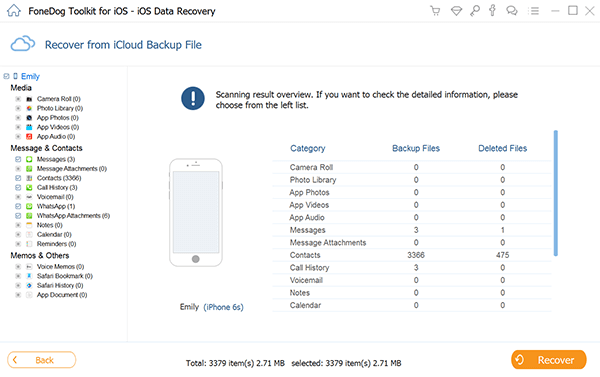 Wählen Sie iCloud Backup-Datei