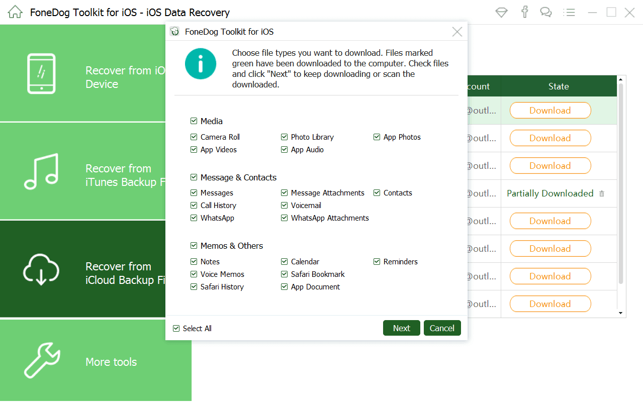 Wählen Sie Icloud-Dateityp