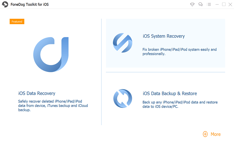 Hauptbildschirm von iOS Data Recovery