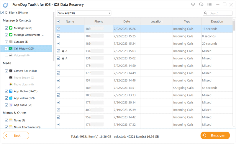 Stellen Sie den Verlauf gelöschter Anrufe auf dem iPhone ohne Backup mit FoneDog iOS Data Recovery wieder her