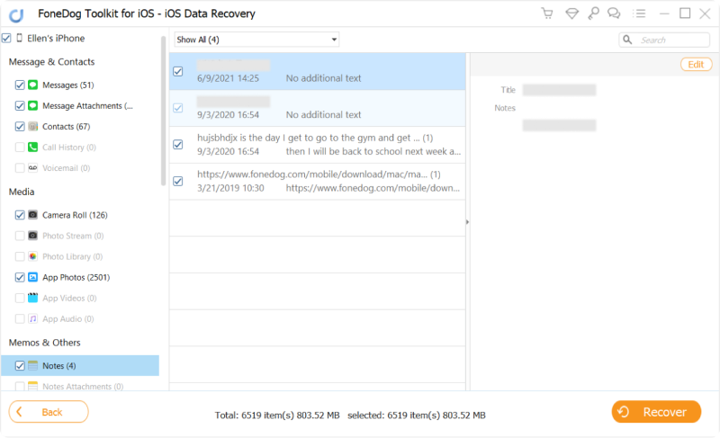 Gelöschte Notizen wiederherstellen – FoneDog iOS Data Recovery