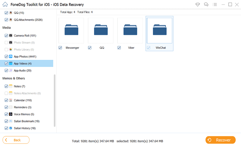 Vom iPhone verschwundenes Video wiederherstellen: FoneDog iOS Data Recovery – Wiederherstellen