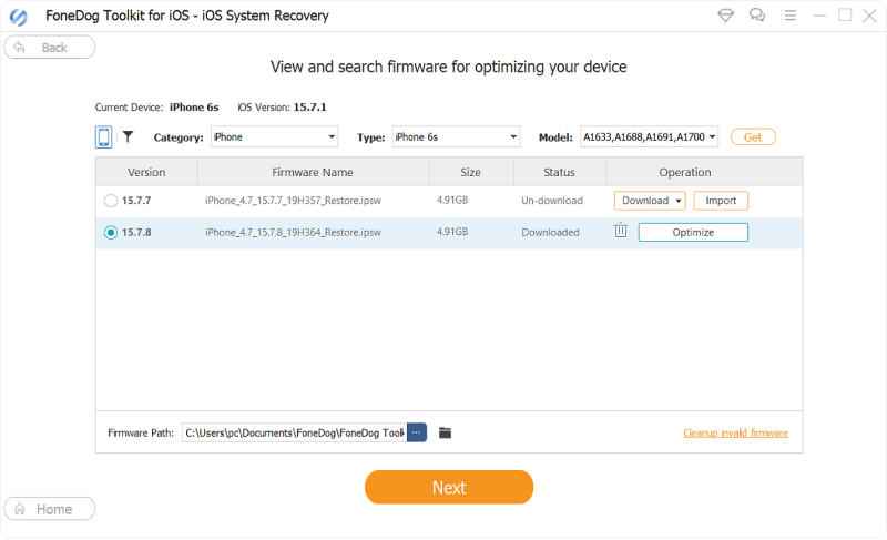 Laden Sie die Firmware herunter