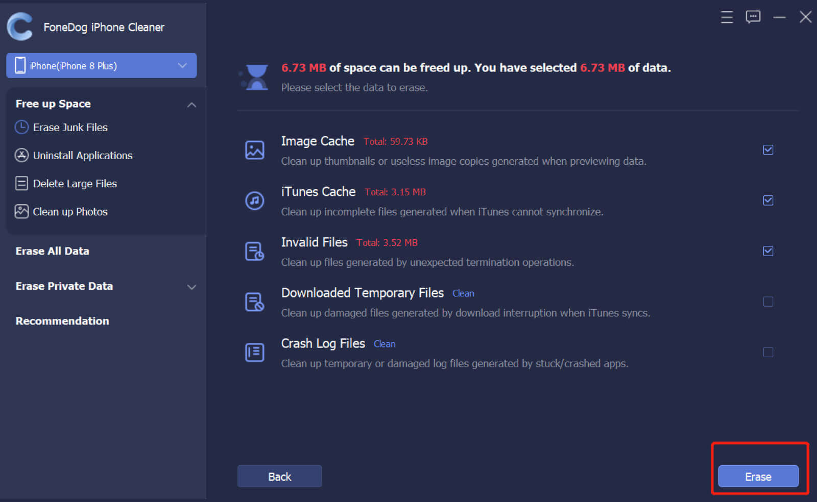 Verwenden Sie FoneDog iPhone Cleaner, um Junk-Dateien zu löschen