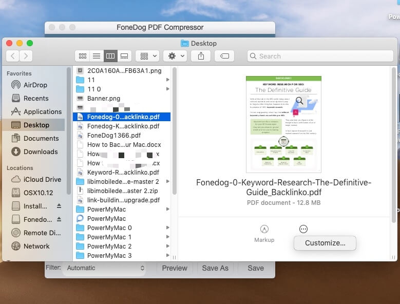 FoneDog PDF Compressor Save Customize-Option