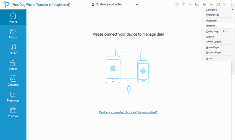 Verbinden Sie das iPhone mit FoneDog Phone Transfer