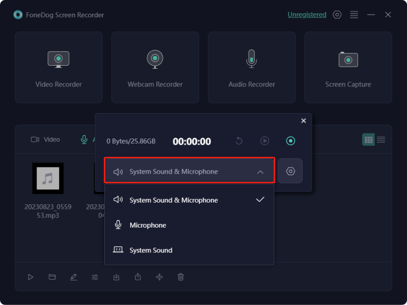 Passen Sie die Audioeinstellungen für den Audiorecorder an