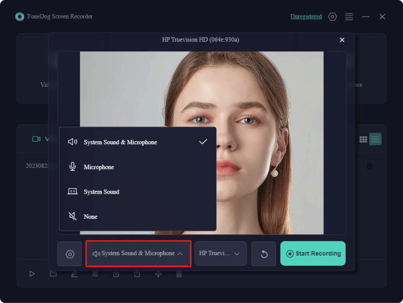 Passen Sie die Audioeinstellungen für den Webcam-Recorder an