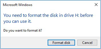 Behebung des Fehlers "Sie müssen die Festplatte im Laufwerk formatieren"