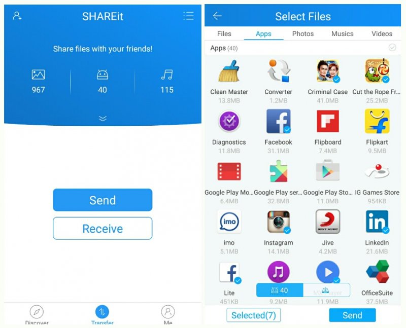 Vorschau übertragener iPhone-Fotos auf Android Uing ShareIt