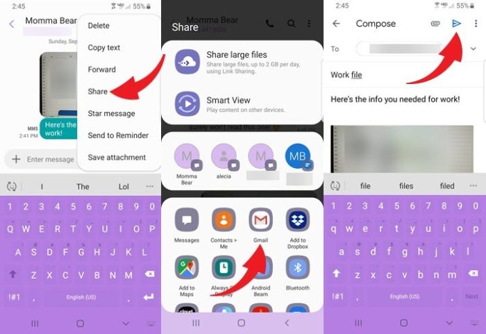 Übertragen Sie Textnachrichten von Android zu E-Mail mit der Nachrichten-App