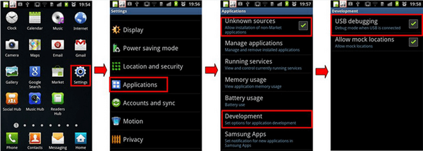 Android 2.3 oder früher: Aktivieren Sie das USB-Debugging