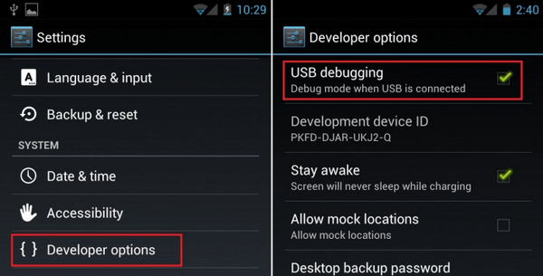 Android USB Debuggen 3.0-4.1