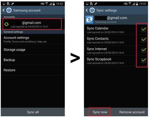 Backup auf Samsung Konto