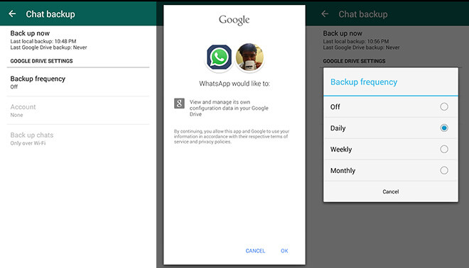 Backup WhatsApp Nachrichten an Google Drive