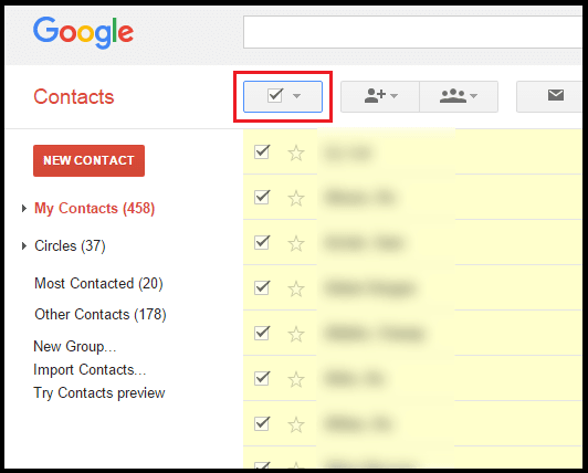 Google Wählen Sie Alle Kontakte aus