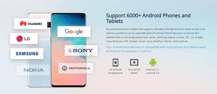 Jihosoft Android Phone Recovery: Unterstützte Marken