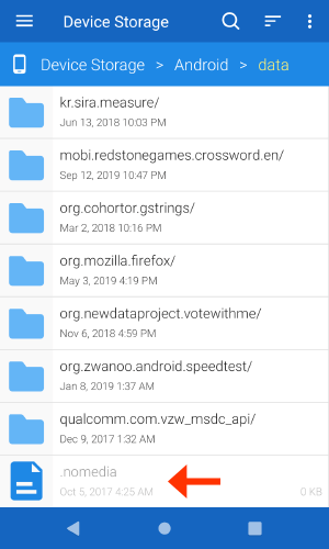 Entfernen Sie .NOMEDIA-Dateien mit Ihrem Dateimanager auf Android