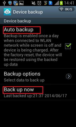 Backup Kontakte zu Samsung Konto