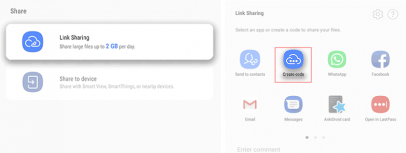 Senden von Dateien mit Samsung Link Sharing