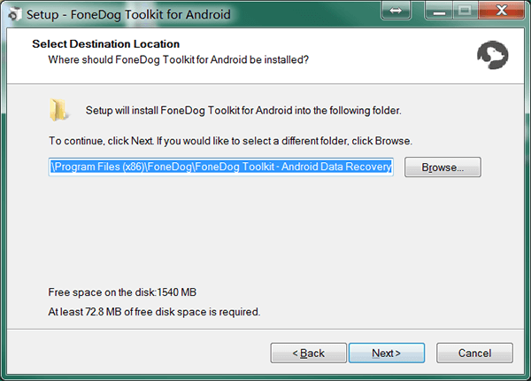 Zielort für die Android-Installation