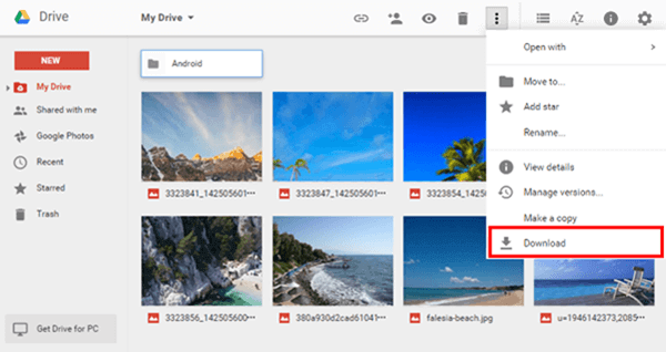 Google Drive Fotos zum PC herunterladen