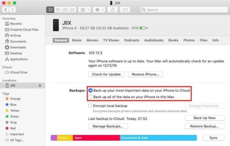 Sichern Sie das iPhone in iCloud auf dem Computer