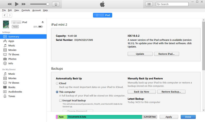 Sichern Sie iPhone-Kontakte mit iTunes auf dem Computer