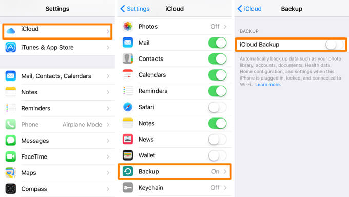 Sichern Sie eine SMS vom iPhone iCloud Backup