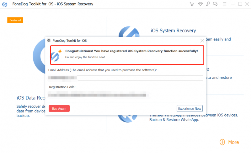 Registrieren Sie das Fonedog ios Data Recover System