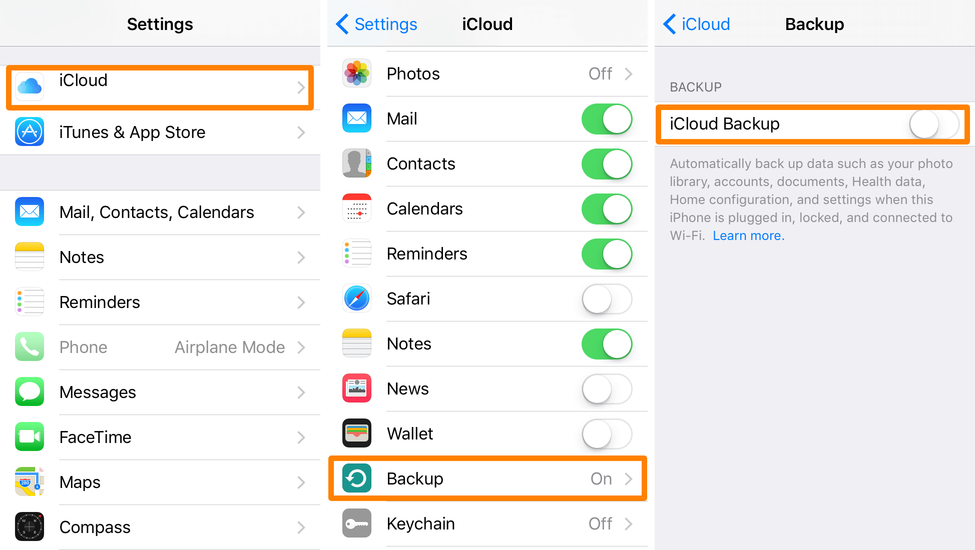 Überprüfen Sie die iCloud-Sicherung