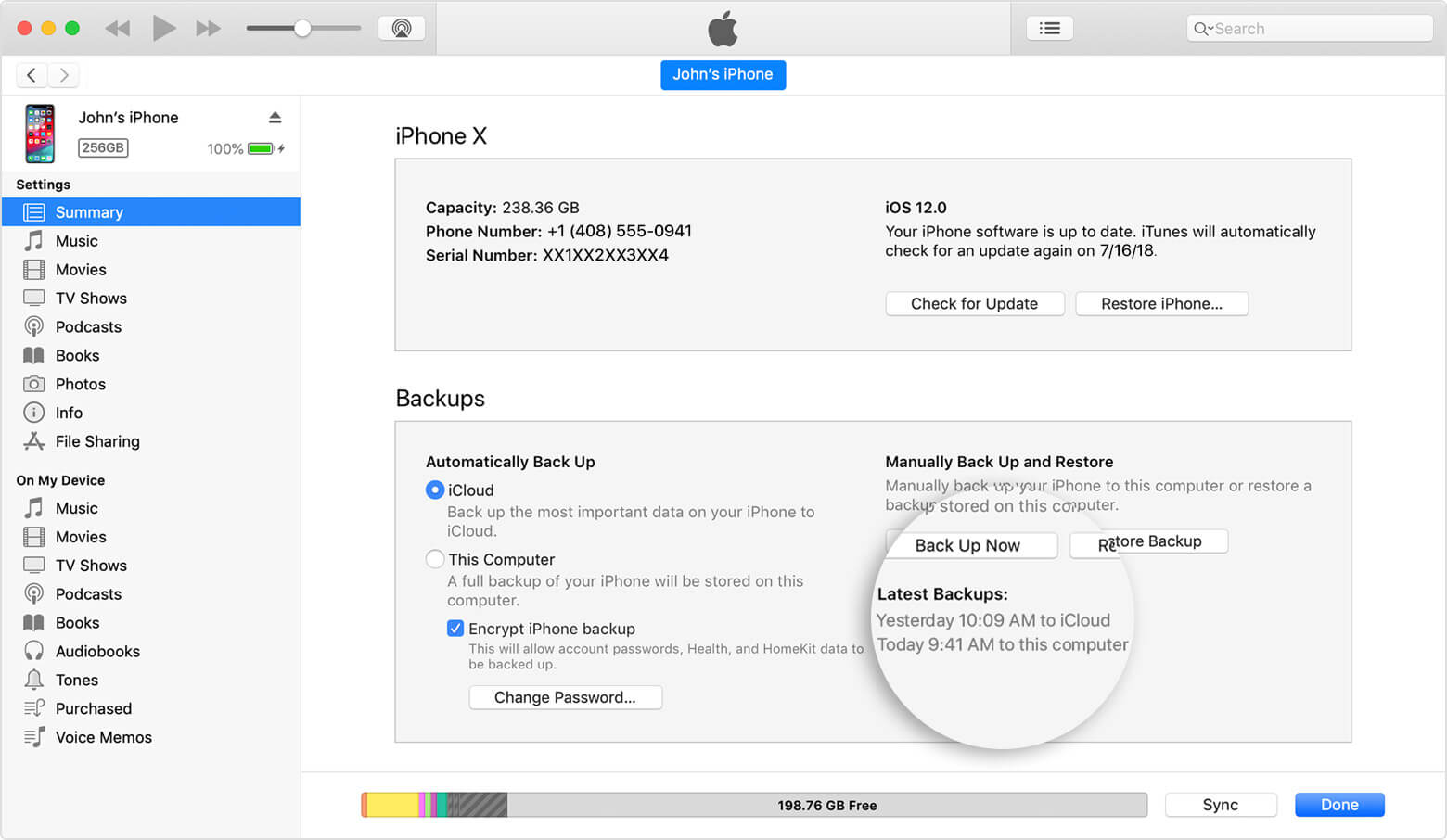 Wissen, dass das iPhone von iTunes gesichert wird