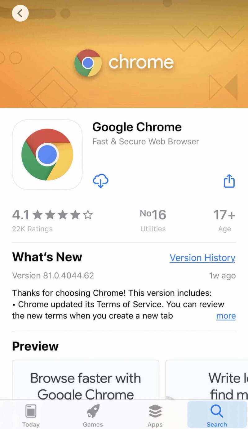 Aktualisieren Sie die Chrome App