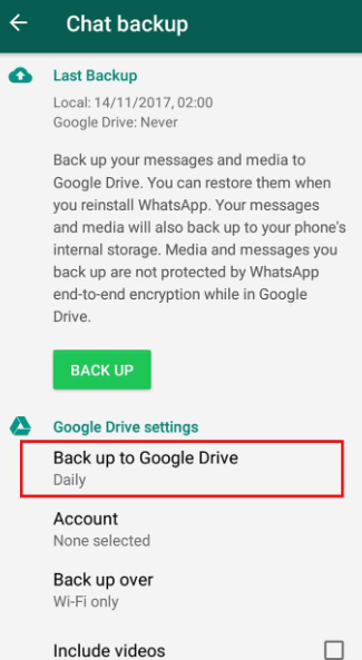 Verwenden Sie Google Drive, um WhatsApp-Nachrichten zu übertragen