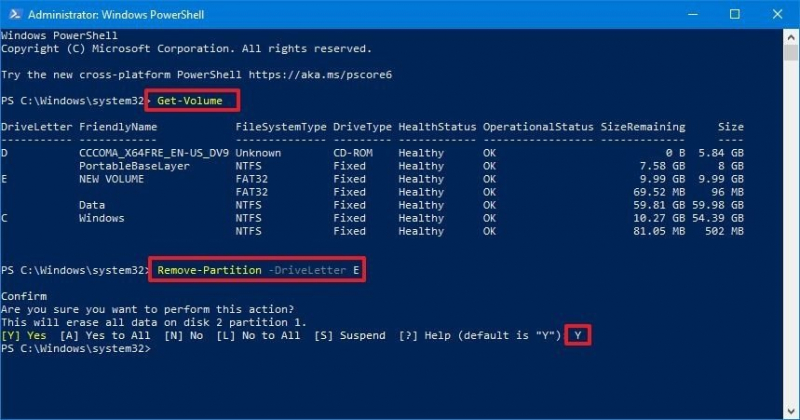 Windows-Partition mit der Windows PowerShell löschen